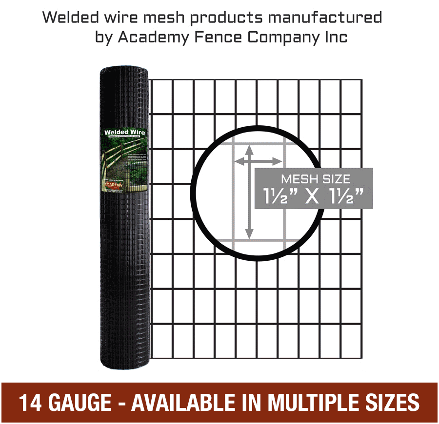 1 1/2"x1 1/2" 14 gauge vinyl coated welded wire roll - Mulitple sizes available