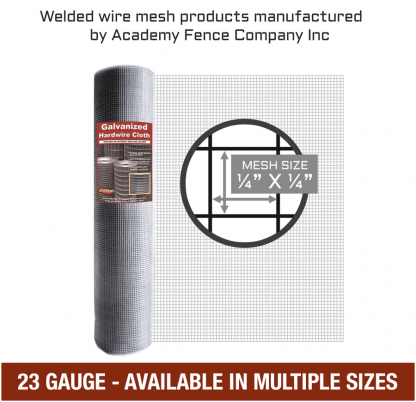 mesh size: quarter inch by quarter inch - 23 Gauge - Hardware cloth galvanized, welded wire fencing roll